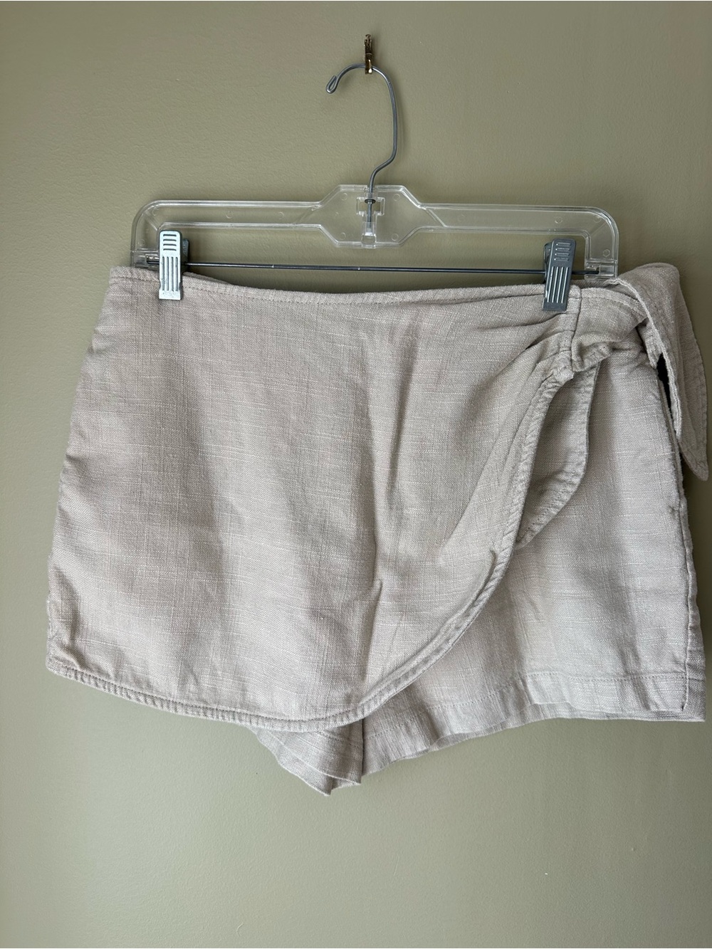 Anthropologie Neutral Wrap Skort in Light Taupe